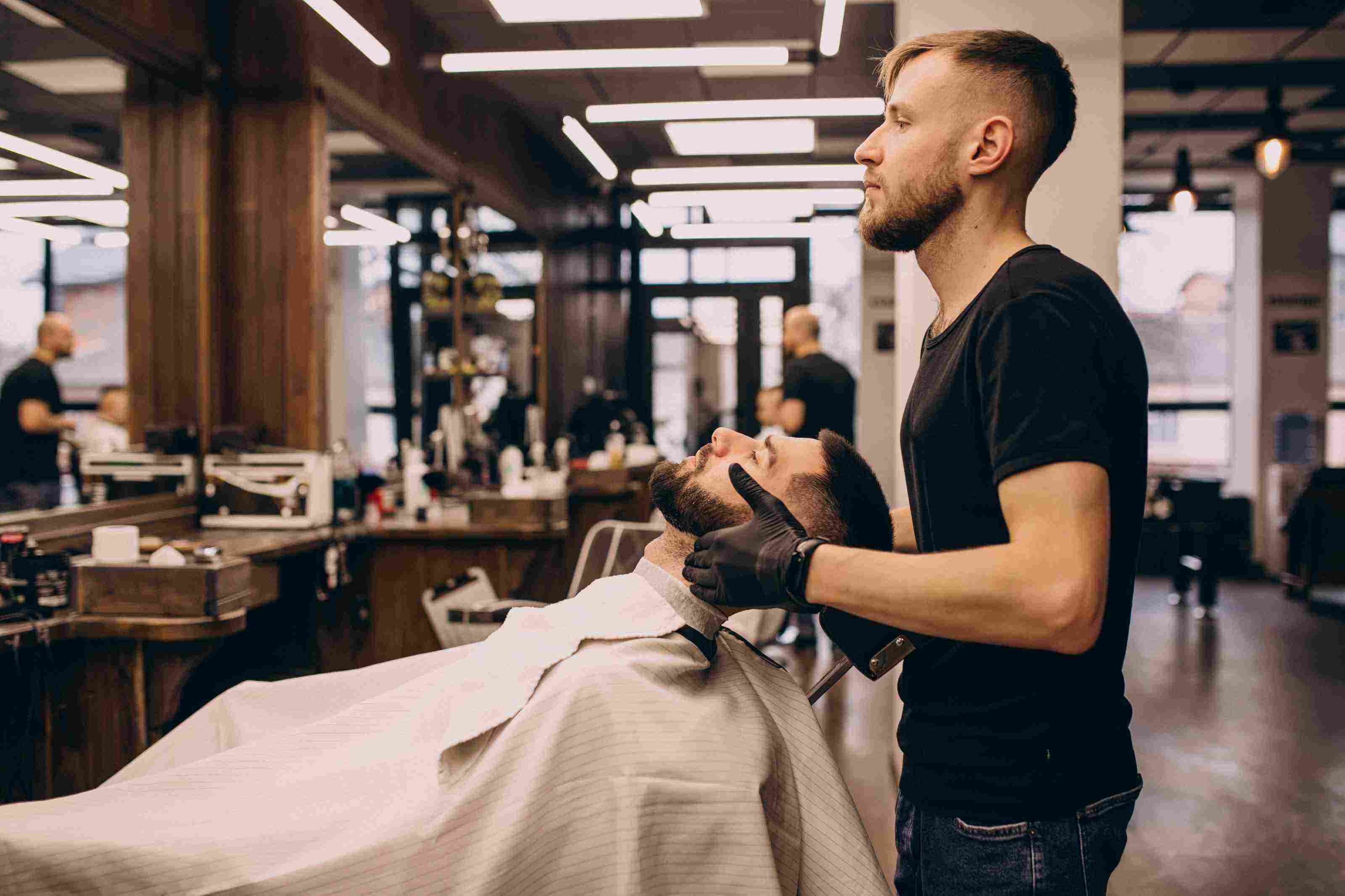barber with customer