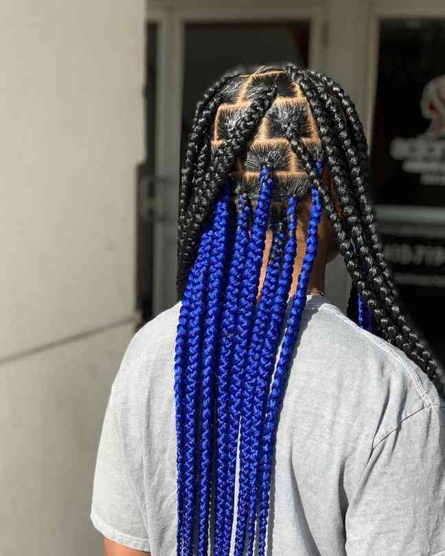 large black and blue knotless braids