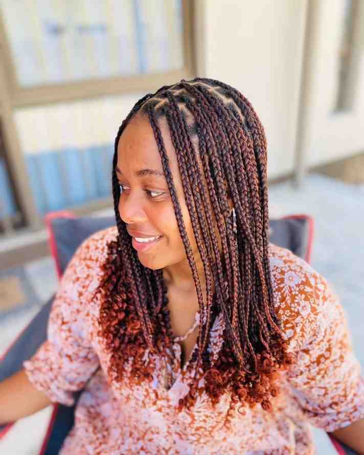short black and red cornrows knotless