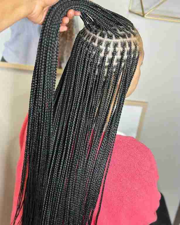 long black small knotless braids