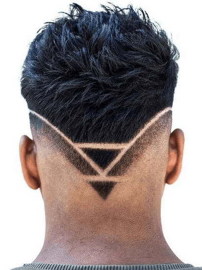 V shape haircut line men back of head 