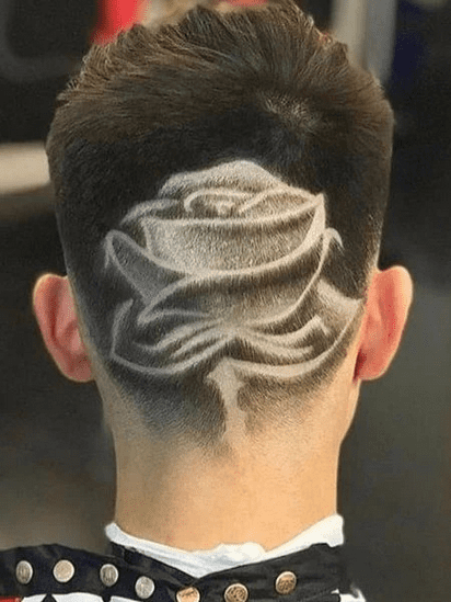 Rose line haircut design back of head