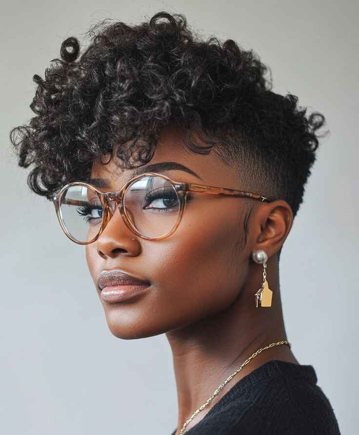 black women tapered fade curly