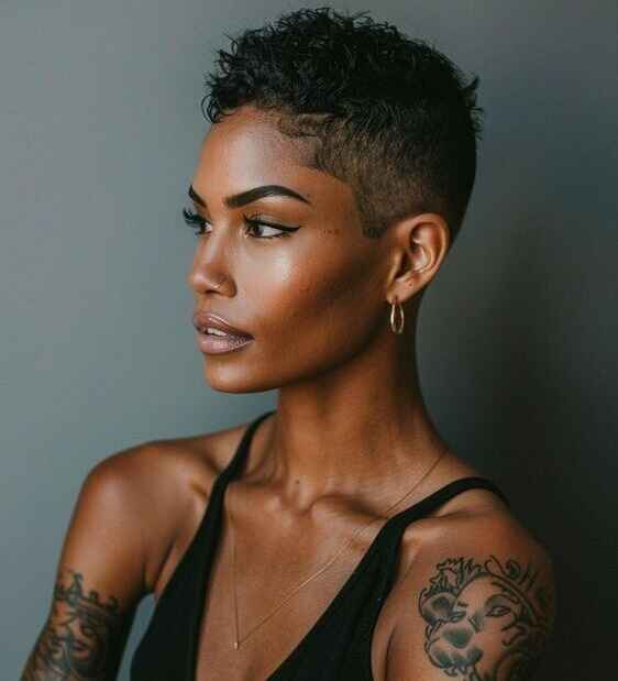 black woman faded short hair