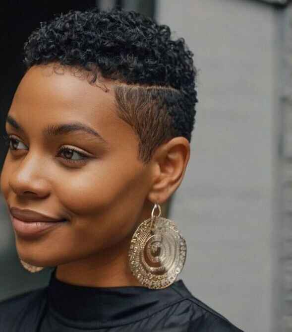 black woman faded short hair